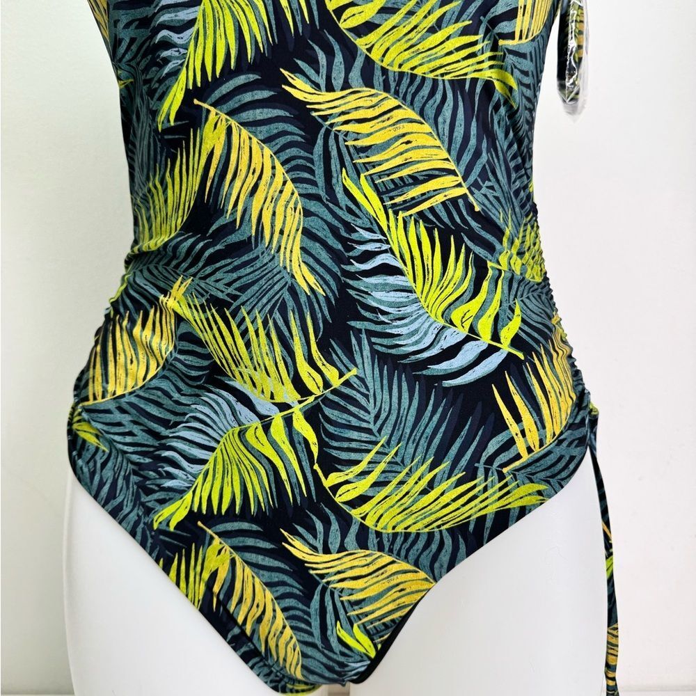 Victoria's Secret Green and Yellow Leaf Print One Piece Swimsuit Sz Small NWT - Picture 3 of 7